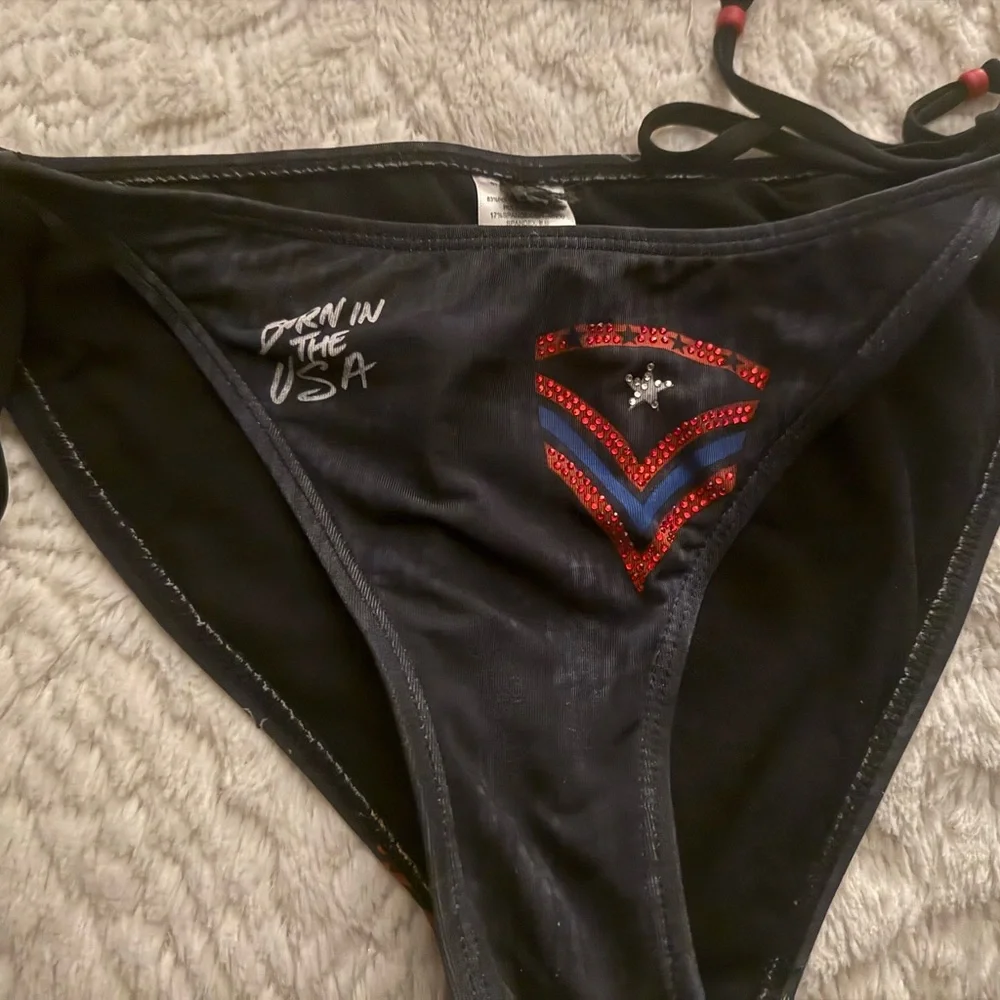 Affliction American Customs Black and Red Bikini Bottom - Picture 2 of 3